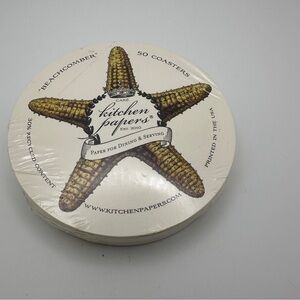 Cake Kitchen Papers Starfish Coasters - Cream Nautical Beach Surf Beachcomber